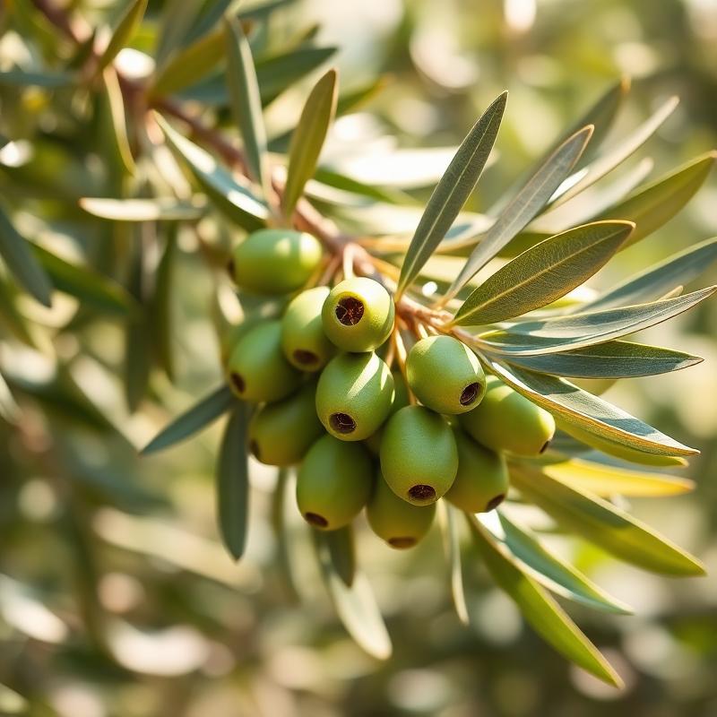 Fresh olives on branch